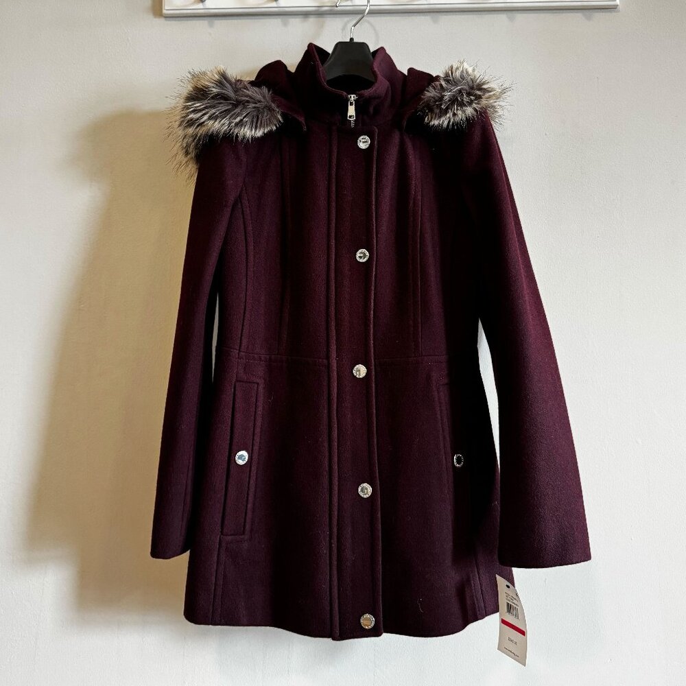 London Fog, Wool Walker coat, XS, burgundy, NWT - Picture 3 of 8